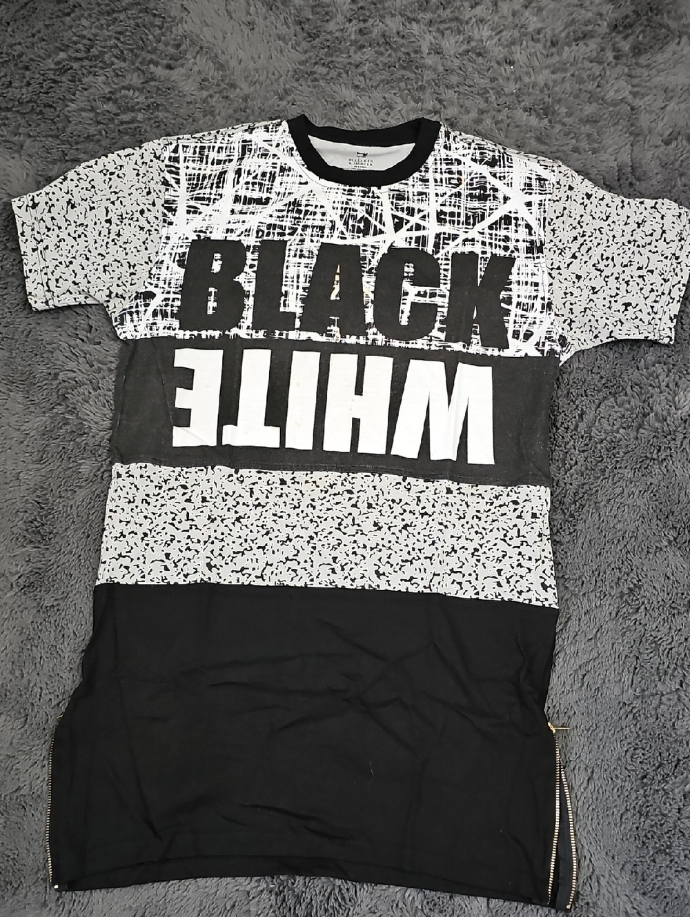 Black & White Graphic T-Shirt with 'BLACK-WHITE' Print Bleecker & Mercer Medium
